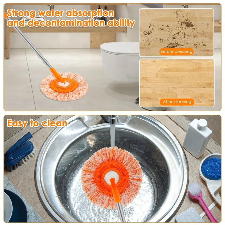 360° Rotating Multi-Functional Spin Mop with Extendable Stainless Steel Handle | All-in-One Microfiber Cleaning Tool for Floors, Windows, Toilets, and Car Washing