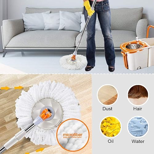 360° Rotating Multi-Functional Spin Mop with Extendable Stainless Steel Handle | All-in-One Microfiber Cleaning Tool for Floors, Windows, Toilets, and Car Washing