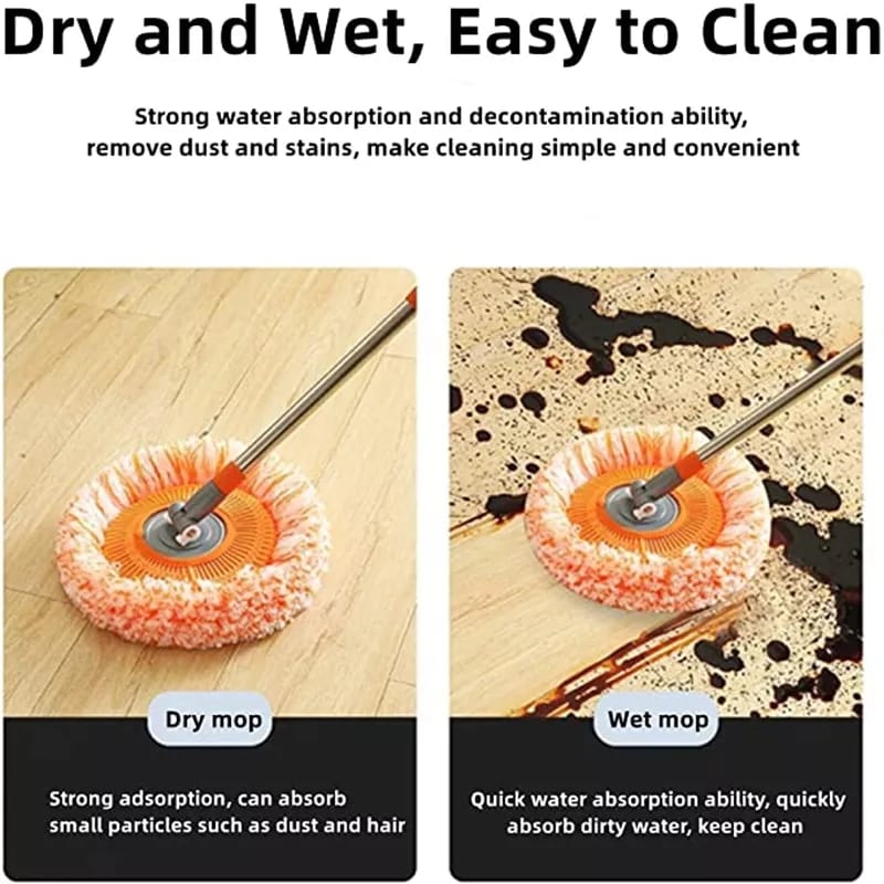 360° Rotating Multi-Functional Spin Mop with Extendable Stainless Steel Handle | All-in-One Microfiber Cleaning Tool for Floors, Windows, Toilets, and Car Washing