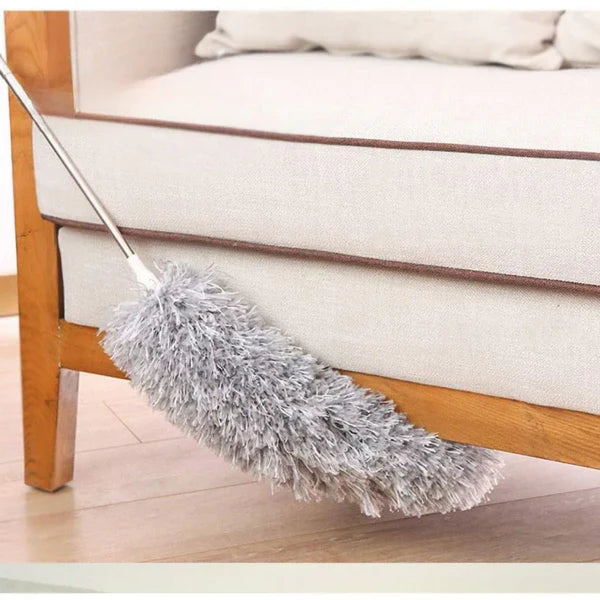 Microfiber Duster with Extension Pole (Stainless Steel) 30 to 100'', with Bendable Head, Extendable Long Duster for Cleaning Ceiling Fan, High Ceiling, Furniture, Cars