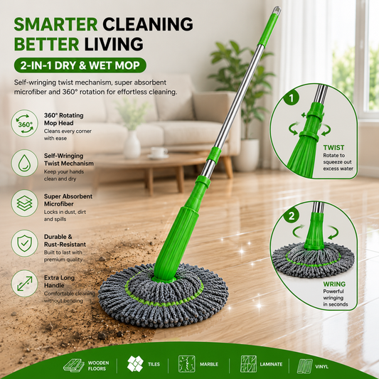 Twist Mop - 360° Rotatable & Extendable Floor Mop