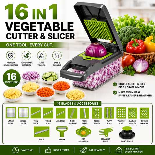 16-in-1 Multifunctional Vegetable Cutter & Slicer