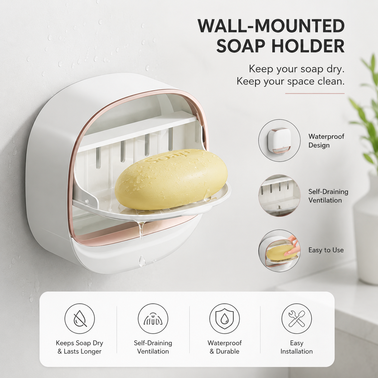 Luxury Soap Holder With Drain Tray (Random Colors)
