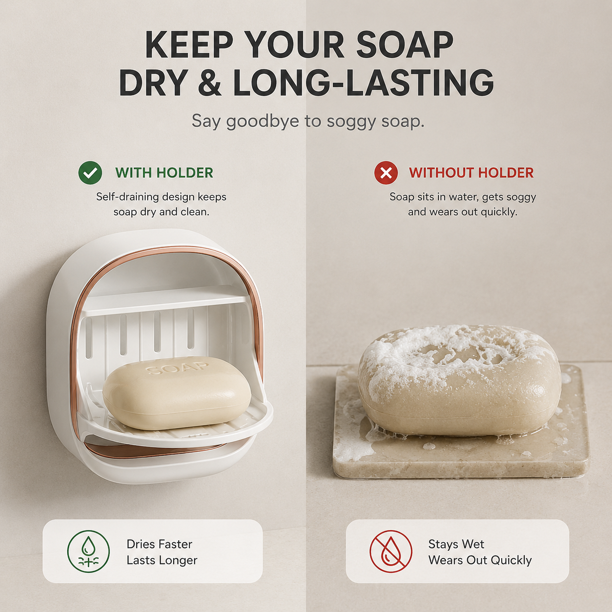 Luxury Soap Holder With Drain Tray (Random Colors)