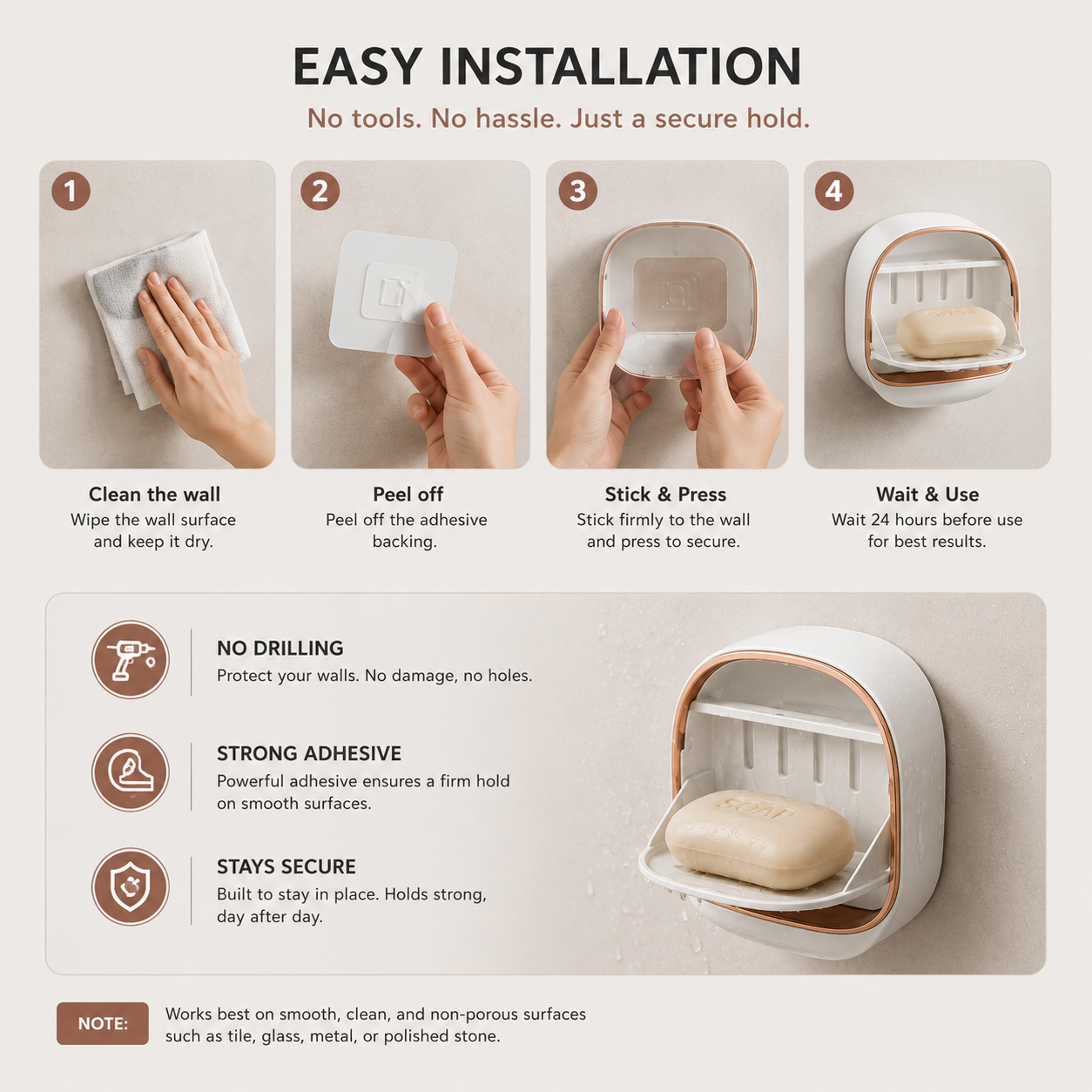 Luxury Soap Holder With Drain Tray (Random Colors)