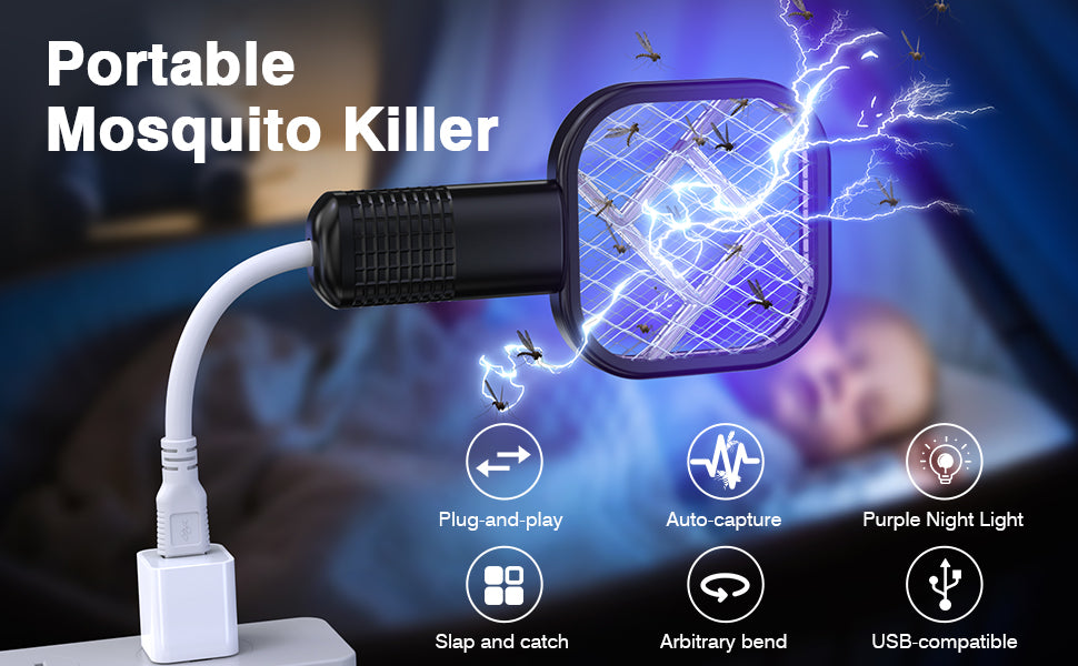 USB Portable Mini Mosquito Racket with UV Light